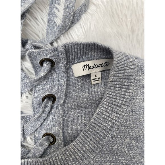 Madewell Sweater Pullover Long Sleeve Tie Back Criss Cross Grey S Small - Picture 4 of 6